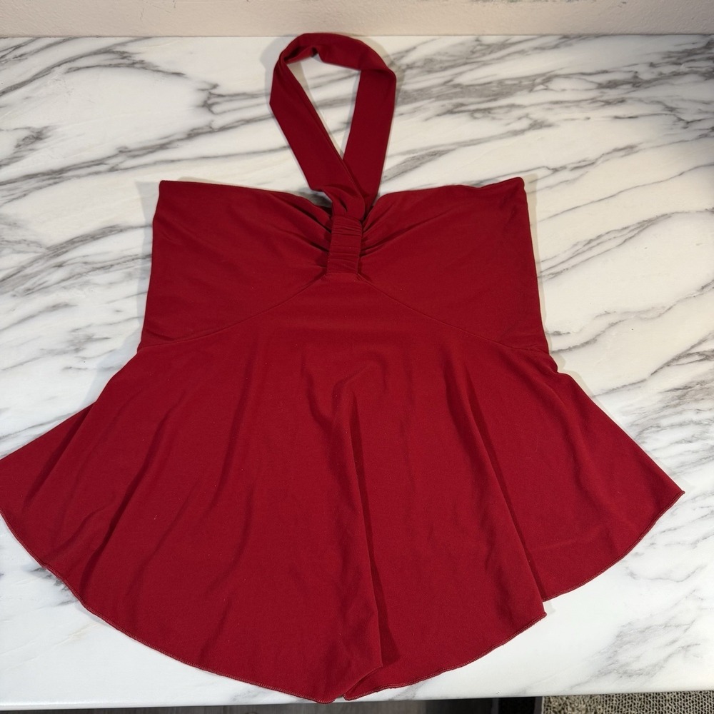 Toomi Red Y2k Halter Strapless Tube Top SZ S Babydoll Flowy Fairy Handkerchief